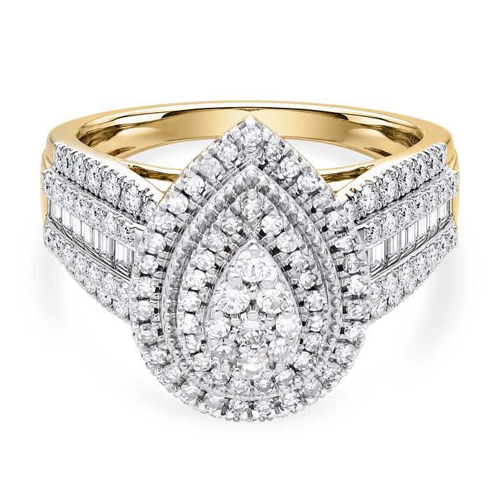 LUXURIANT 1 Ct. Lab Grown Diamond Cluster Ring in 18K Vermeil Yellow Gold Plated Sterling Silver (SI-G-H) 8608717 1
