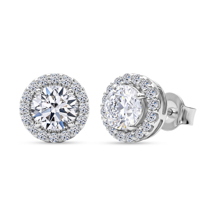 LUXURIANT 2 Ct. Lab Grown Diamond Halo Stud Earring with Push Post in 18K Vermeil Yellow Gold Plated Sterling Silver (SI-G-H) 8608731 1