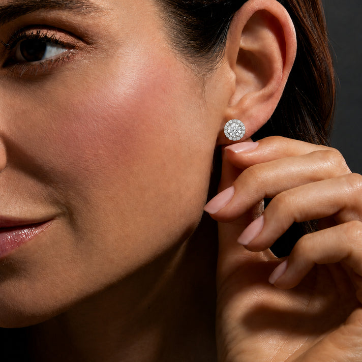 LUXURIANT 2 Ct. Lab Grown Diamond Halo Stud Earring with Push Post in 18K Vermeil Yellow Gold Plated Sterling Silver (SI-G-H) 8608731 2