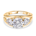 Luxuriant - SGL Certified Lab Grown Diamond (SI/G-H) (Center 2Ct.)  Trilogy Ring in 18K Vermeil Yellow Gold Plated Sterling Silver 3.00 Ct._8608743