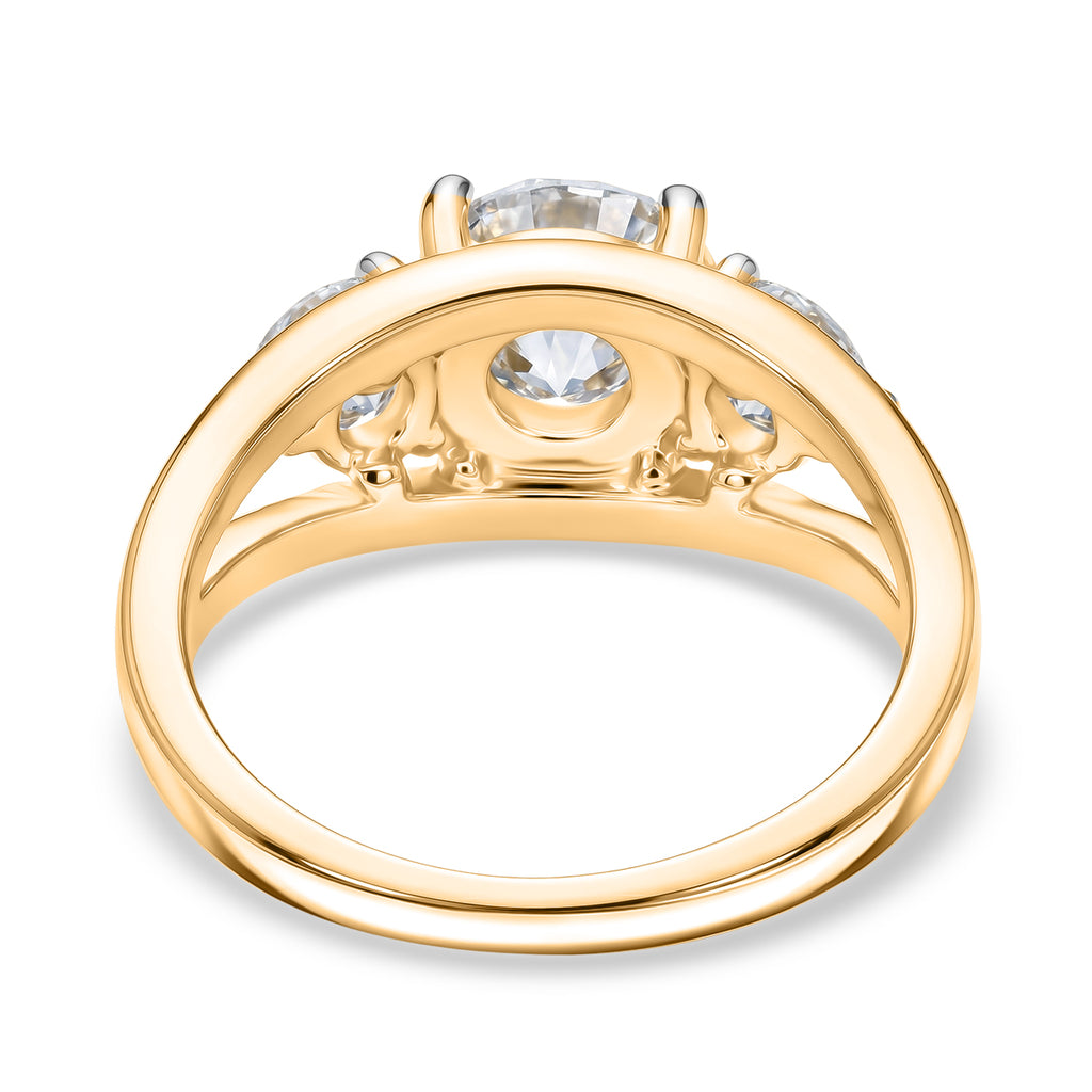 Luxuriant - SGL Certified Lab Grown Diamond (SI/G-H) (Center 2Ct.)  Trilogy Ring in 18K Vermeil Yellow Gold Plated Sterling Silver 3.00 Ct._8608743_4