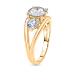 Luxuriant - SGL Certified Lab Grown Diamond (SI/G-H) (Center 2Ct.)  Trilogy Ring in 18K Vermeil Yellow Gold Plated Sterling Silver 3.00 Ct._8608746_3