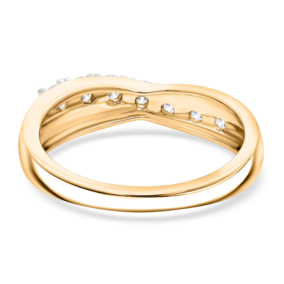LUXURIANT 0.50 Ct. Lab Grown Diamond 7-Stone Cross Over Ring in 18K Vermeil Yellow Gold Plated Sterling Silver (SI-G-H) 8608754 5