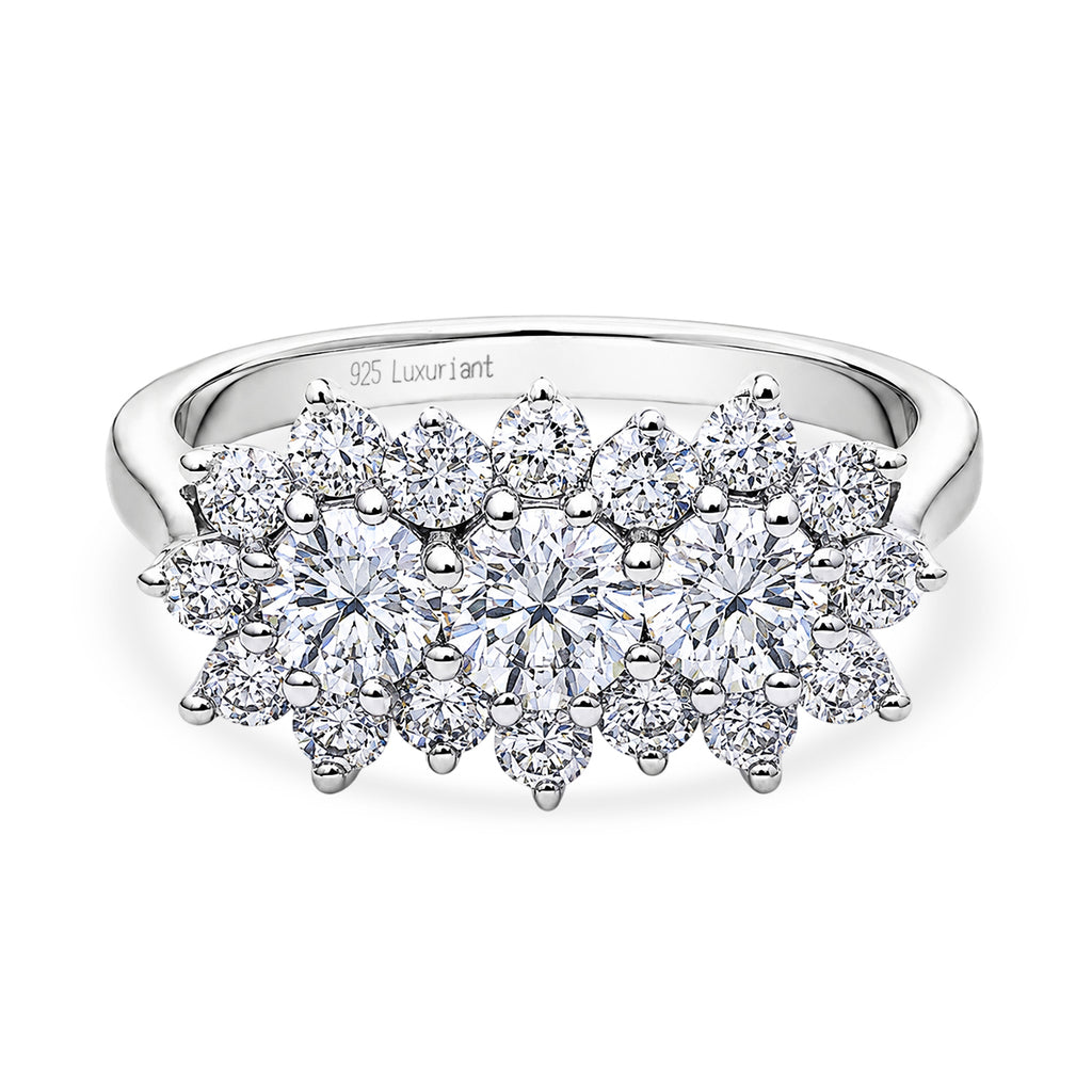 Luxuriant - Lab Grown Diamond (SI/G-H) Ballerina Cluster Ring in Rhodium Overlay Sterling Silver 2.10 Ct._8608777