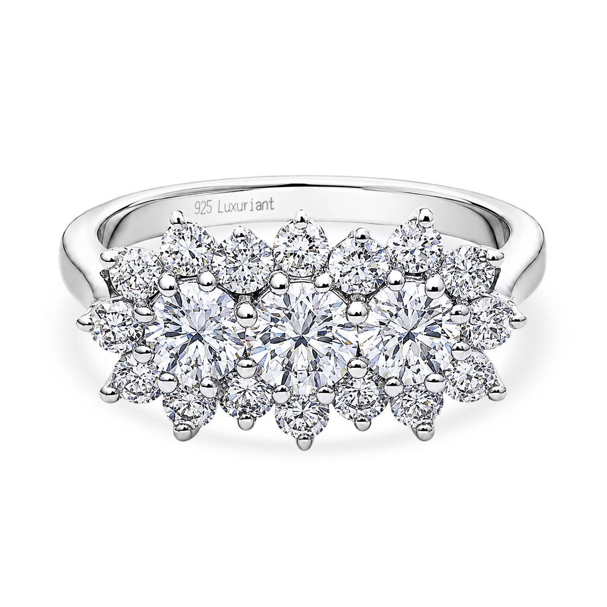 LUXURIANT 2 Ct. Lab Grown Diamond Cluster Ring in Rhodium Overlay Sterling Silver (SI-G-H) 8608777 0