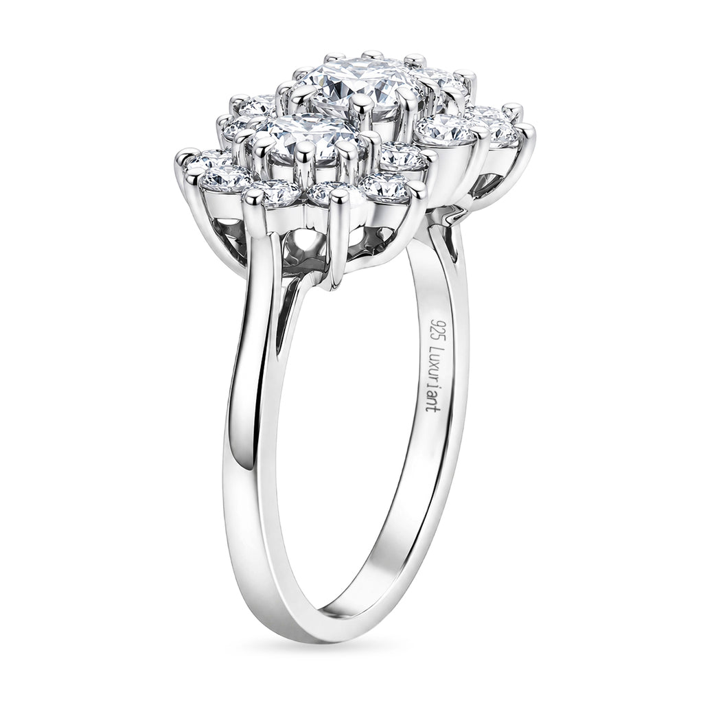 Luxuriant - Lab Grown Diamond (SI/G-H) Ballerina Cluster Ring in Rhodium Overlay Sterling Silver 2.10 Ct._8608777_3