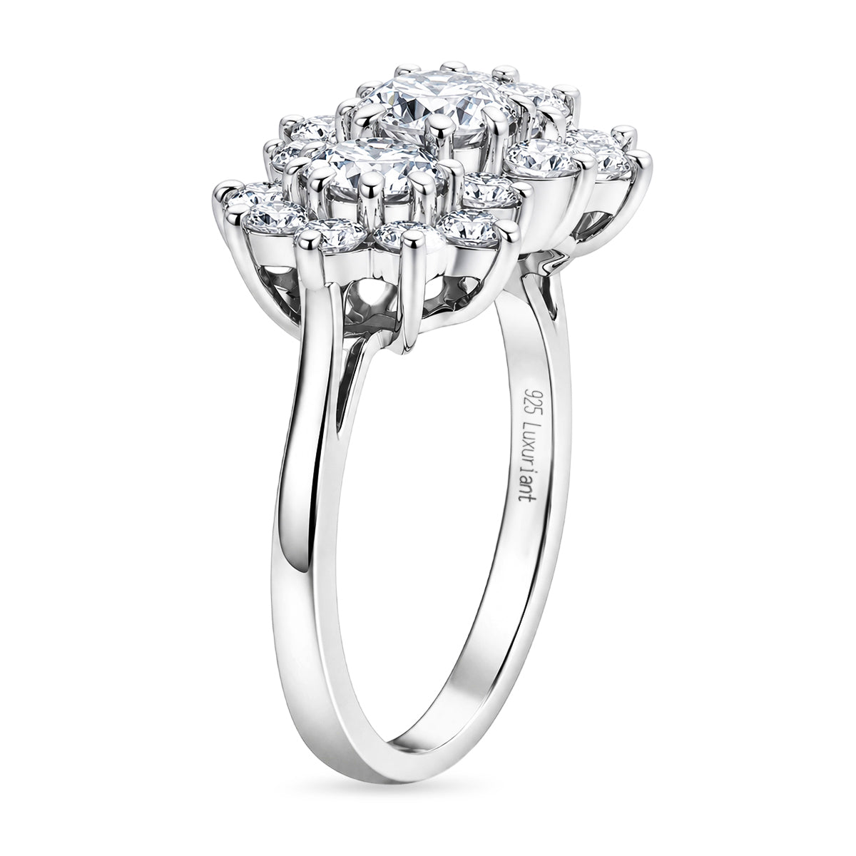 LUXURIANT 2 Ct. Lab Grown Diamond Cluster Ring in Rhodium Overlay Sterling Silver (SI-G-H) 8608777 4