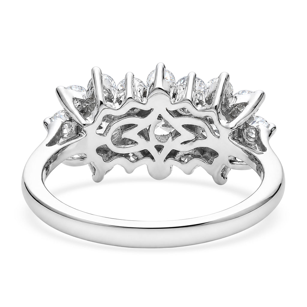 Luxuriant - Lab Grown Diamond (SI/G-H) Ballerina Cluster Ring in Rhodium Overlay Sterling Silver 2.10 Ct._8608777_4