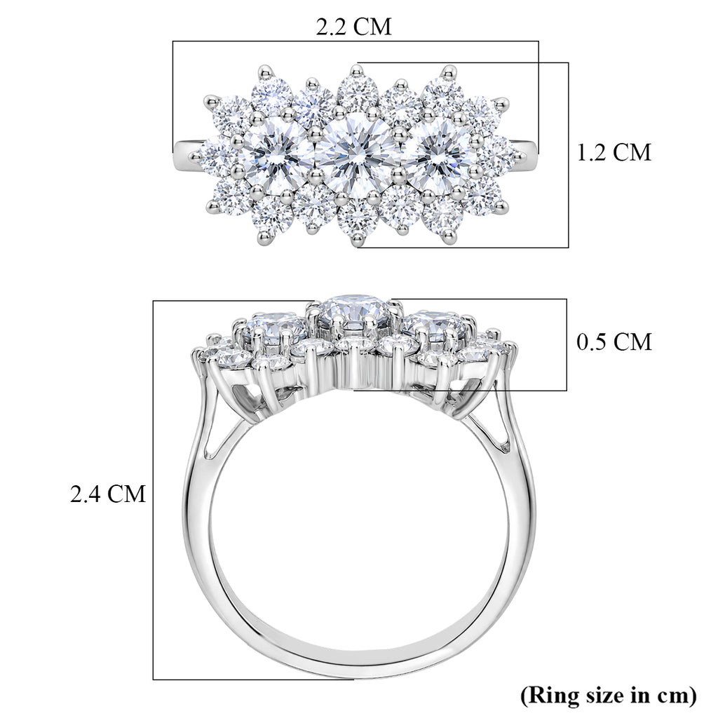 Luxuriant - Lab Grown Diamond (SI/G-H) Ballerina Cluster Ring in Rhodium Overlay Sterling Silver 2.10 Ct._8608777_5