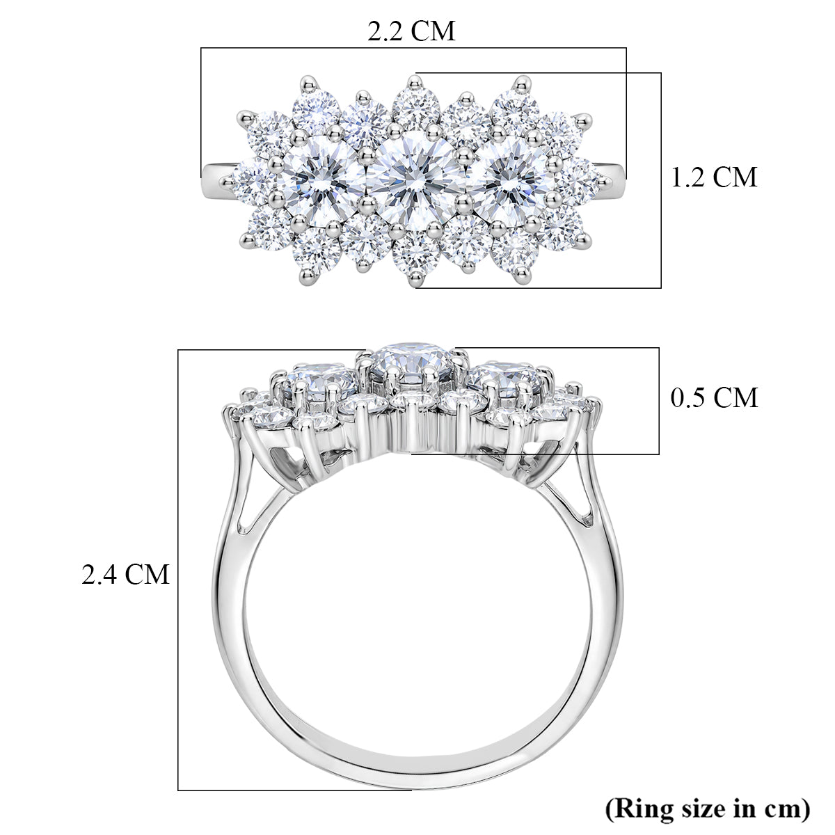 LUXURIANT 2 Ct. Lab Grown Diamond Cluster Ring in Rhodium Overlay Sterling Silver (SI-G-H) 8608778 6