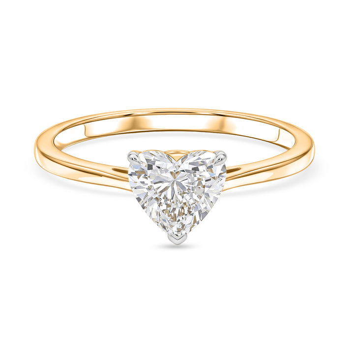 LUXURIANT 1 Ct. Lab Grown Diamond Heart Solitaire Ring in 18K Vermeil Yellow Gold Over Sterling Silver (SI-GH) 8608803 1