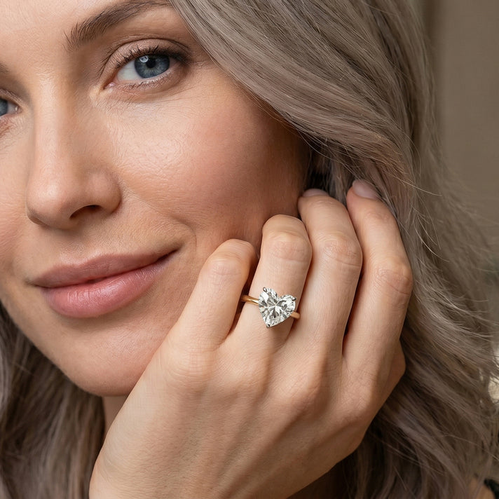 LUXURIANT 1 Ct. Lab Grown Diamond Heart Solitaire Ring in 18K Vermeil Yellow Gold Over Sterling Silver (SI-GH) 8608803 2