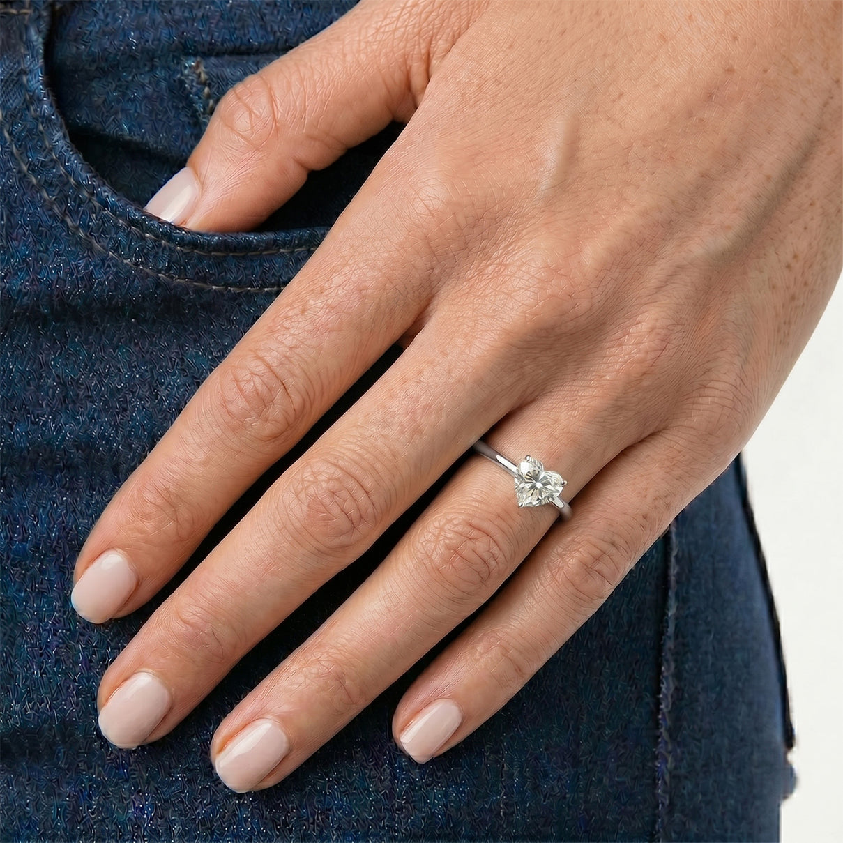 LUXURIANT 1 Ct. Lab Grown Diamond Heart Solitaire Ring in Rhodium Overlay Sterling Silver 8608810 2