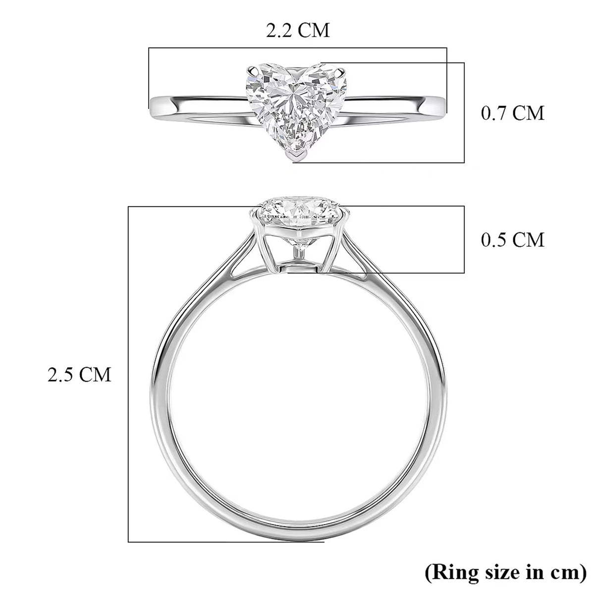 LUXURIANT 1 Ct. Lab Grown Diamond Heart Solitaire Ring in Rhodium Overlay Sterling Silver 8608810 6