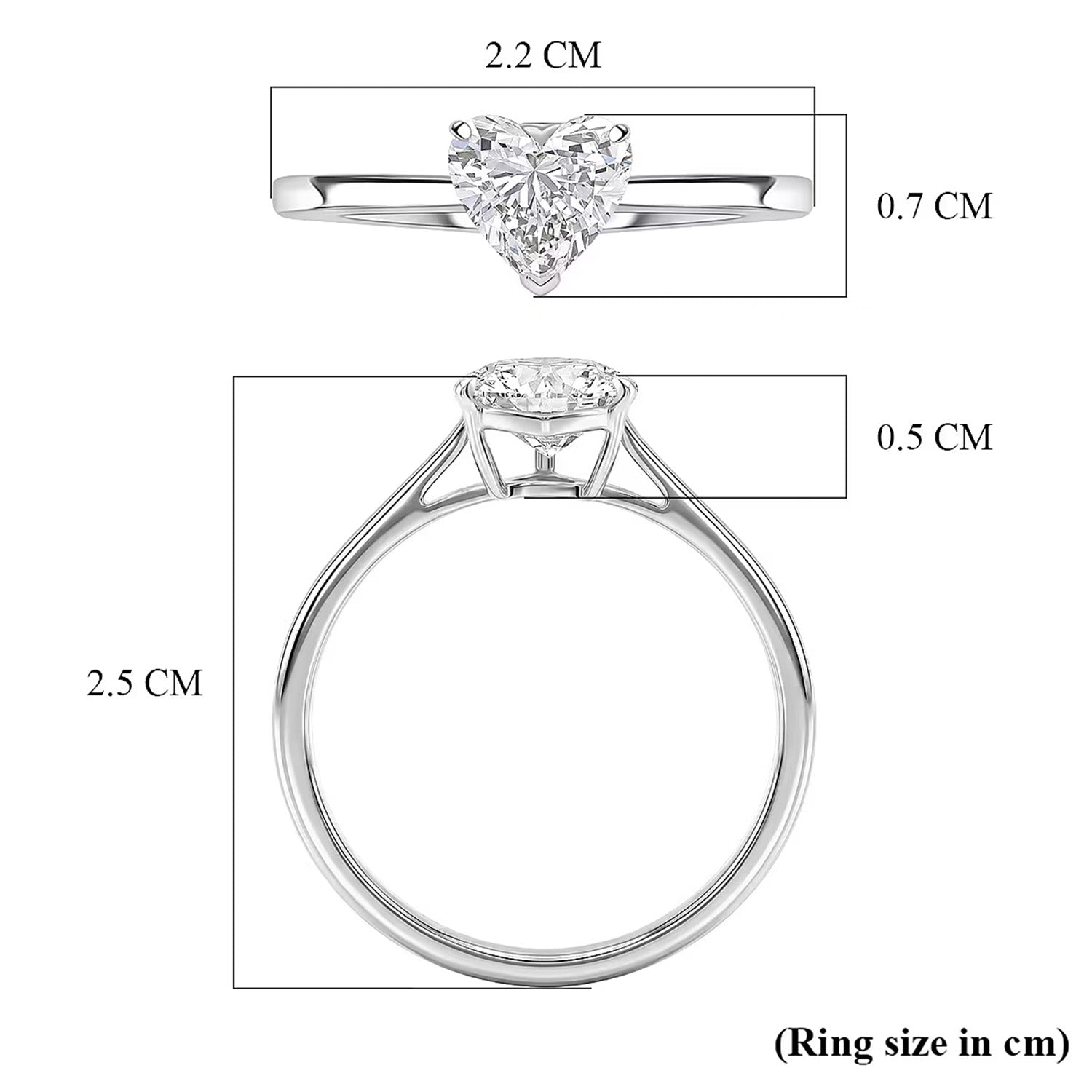 LUXURIANT 1 Ct. Lab Grown Diamond Heart Solitaire Ring in Rhodium Overlay Sterling Silver 8608810 6