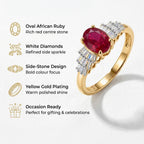 THE BALLERINA QUEEN - AAA African Ruby & Natural White Diamond Ballerina Ring in Yellow Gold Plated Sterling Silver 1.36 Ct._8608967_4