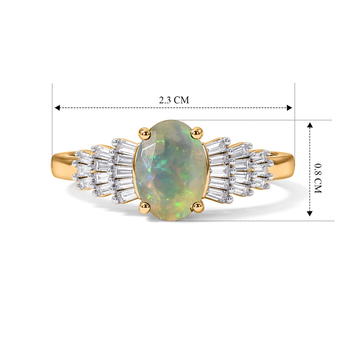 THE BALLERINA QUEEN - Premium  Ethiopian Opal &amp; Natural White Diamond Ballerina Ring in Yellow Gold Plated Sterling Silver 0.60 Ct. 8608974 7