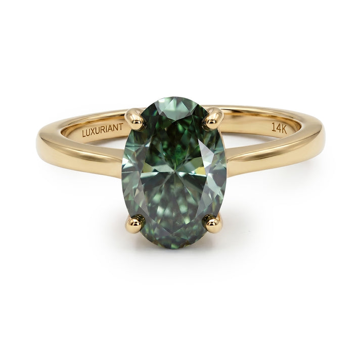 Manhattan Close Out Deal - LUXURIANT 2 Ct. Lab Grown Green Diamond Solitaire Ring in 14K Yellow Gold SGL Certified (SI) 8608998 1
