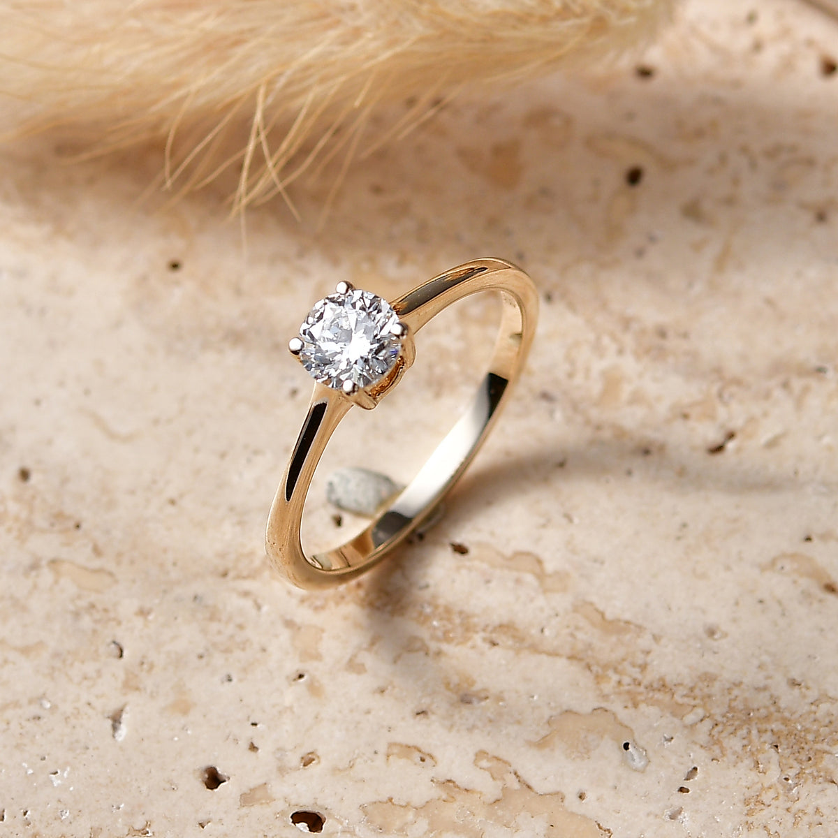 Luxuriant - 9K Yellow Gold Lab Grown Diamond Solitaire Ring 0.50 Ct. V32655864 3