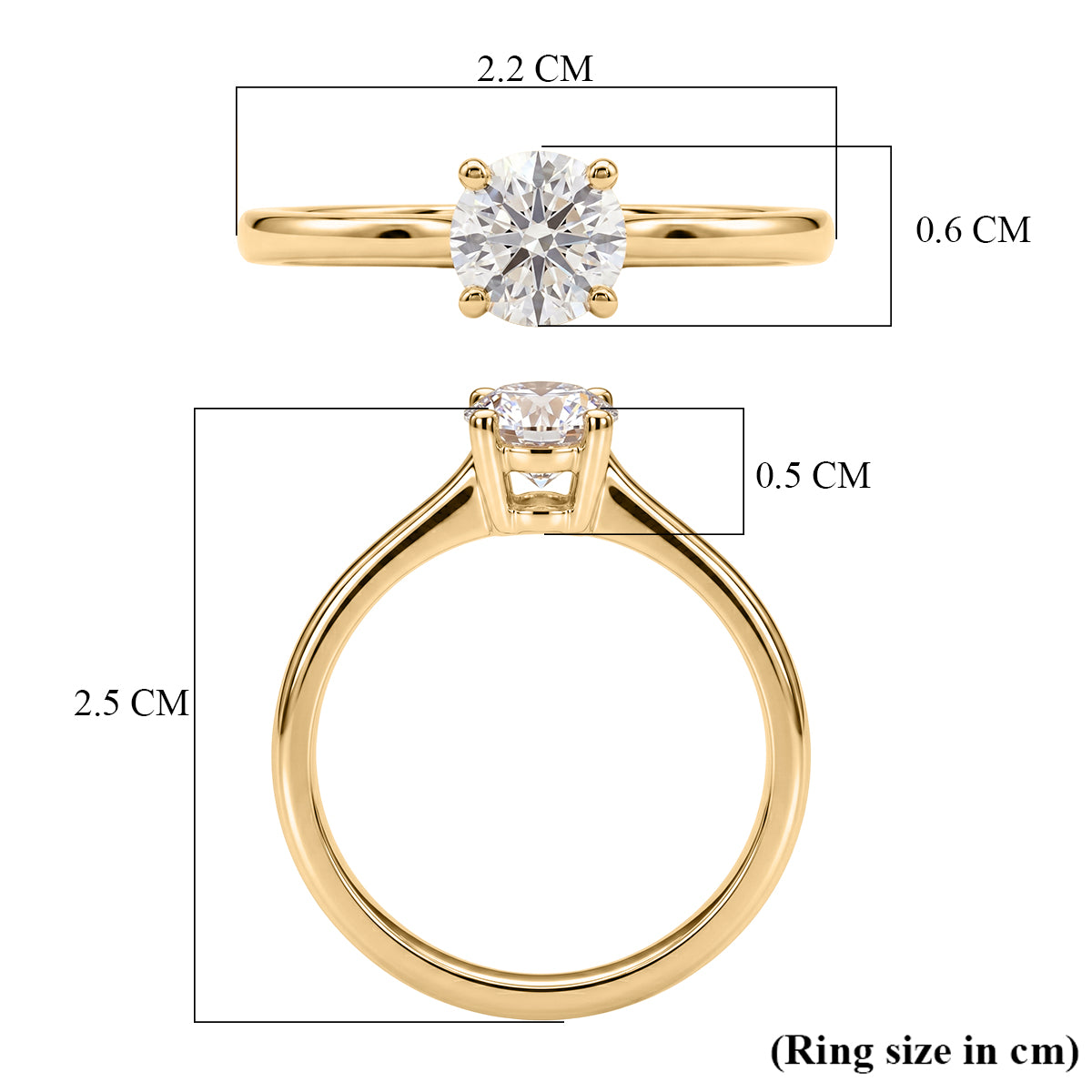 Luxuriant - 9K Yellow Gold Lab Grown Diamond Solitaire Ring 0.50 Ct. V32655864 6