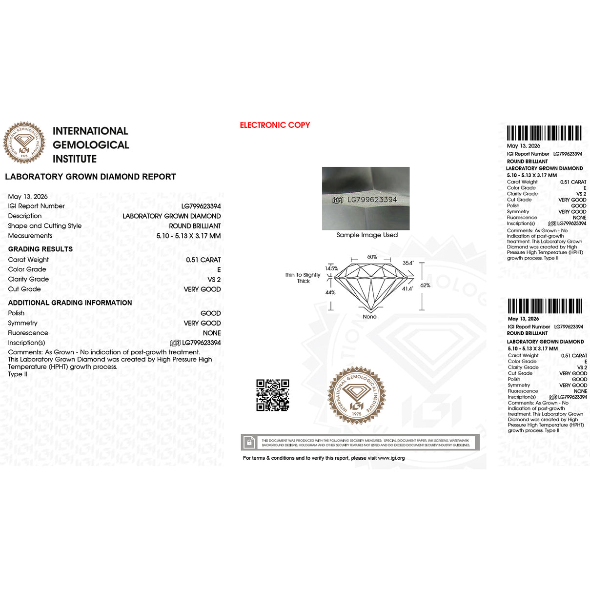 Luxuriant - 950 Platinum IGI Certified Lab Grown Diamond (VS-E-F) Solitaire Ring 0.50 Ct, Platinum Wt. 3.65 Gms 8609146 7
