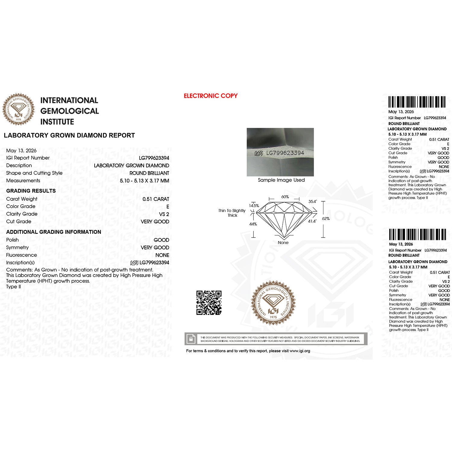 Luxuriant - 950 Platinum IGI Certified Lab Grown Diamond (VS-E-F) Solitaire Ring 0.50 Ct, Platinum Wt. 3.65 Gms 8609146 7