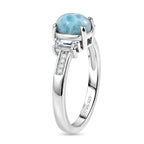 D'Joy - Natural Larimar & Moissanite Ring in Platinum Overlay Sterling Silver 1.20 Ct._8609411_3