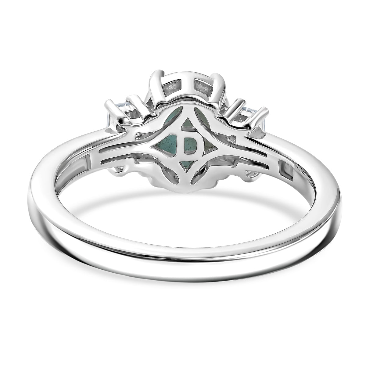 D'Joy - Natural Larimar &amp; Moissanite Ring in Platinum Overlay Sterling Silver 1.20 Ct. V32603847 4