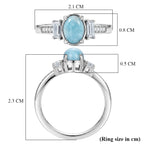 D'Joy - Natural Larimar & Moissanite Ring in Platinum Overlay Sterling Silver 1.20 Ct._8609429_5
