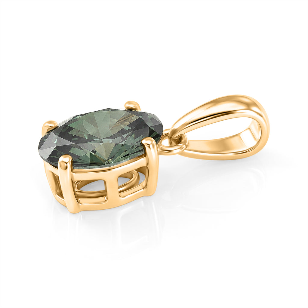 Luxuriant - 9K Yellow Gold SGL Certified Lab Grown Green Diamond (SI) Solitaire Pendant 1.05 Ct._8609437_3