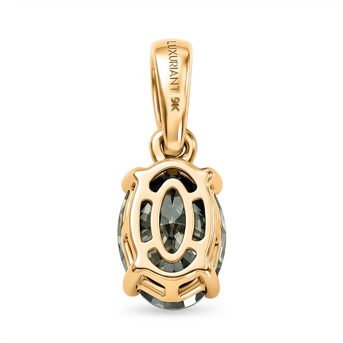 LUXURIANT 1 Ct. Green Lab Grown Diamond Oval Cut Solitaire Pendant in 9K Yellow Gold SGL Certified (SI) 8609437 5