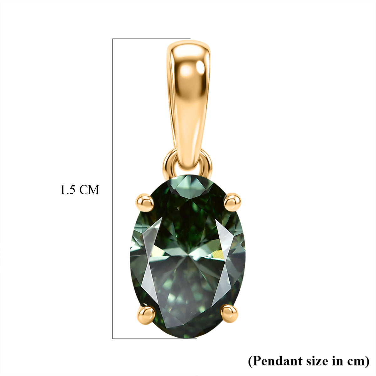 LUXURIANT 1 Ct. Green Lab Grown Diamond Oval Cut Solitaire Pendant in 9K Yellow Gold SGL Certified (SI) 8609437 6