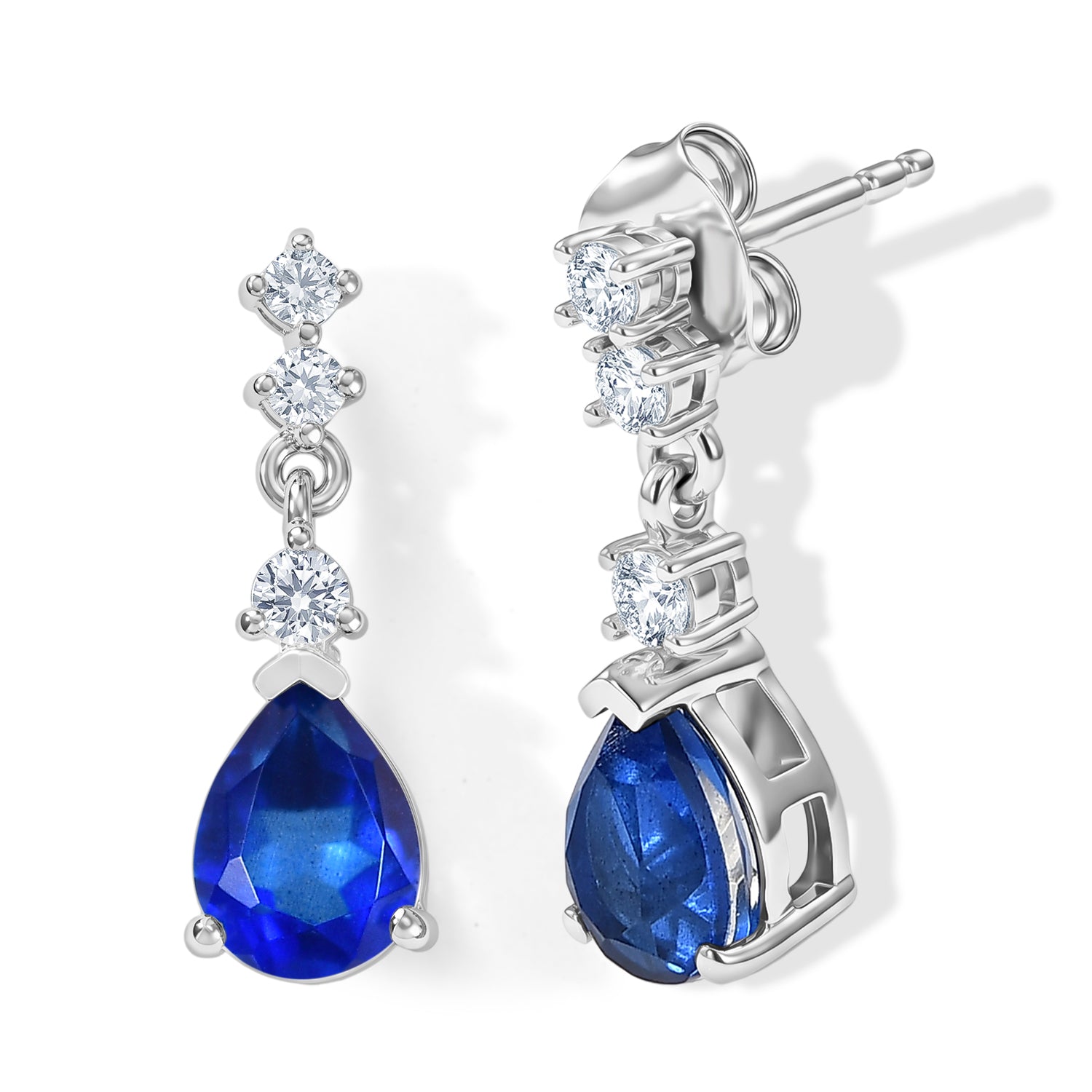 D'Joy - Ceylon Color Quartz &amp; White Zircon Dangling Earring with Push Post in Platinum Overlay Sterling Silver 2.80 Ct. 8609483 0