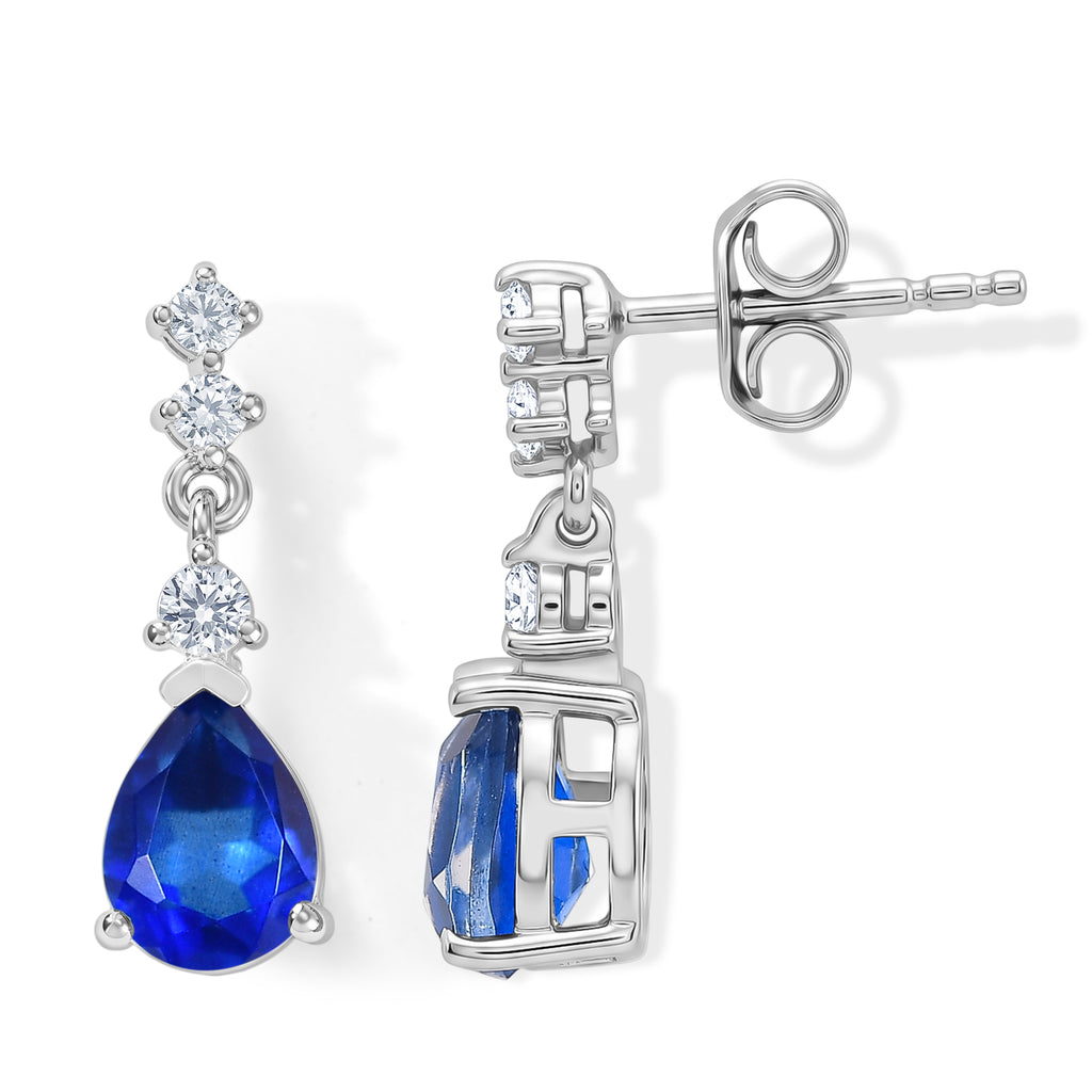 D'Joy - Ceylon Color Quartz & White Zircon Dangling Earring with Push Post in Platinum Overlay Sterling Silver 2.80 Ct._8609483_3