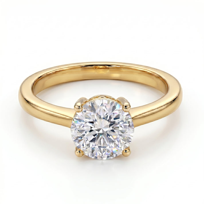 LUXURIANT 2 Ct. Lab Grown Diamond Round Cut Solitaire Ring in 18K Vermeil Yellow Gold Over Sterling Silver SGL Certified 8609486 1