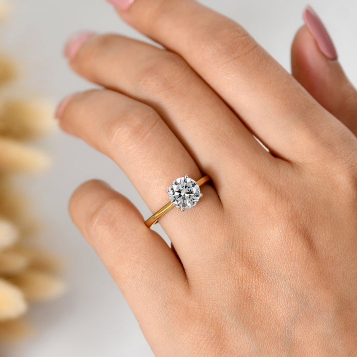 LUXURIANT 2 Ct. Lab Grown Diamond Round Cut Solitaire Ring in 18K Vermeil Yellow Gold Over Sterling Silver SGL Certified 8609486 2