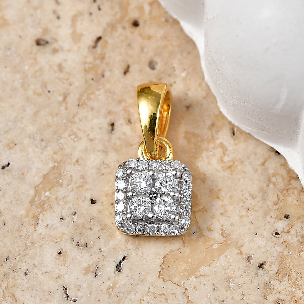 Luxuriant - Lab Grown Diamond (SI/G-H) Cluster Pendant in Yellow Gold Plated Sterling Silver_8609615_2