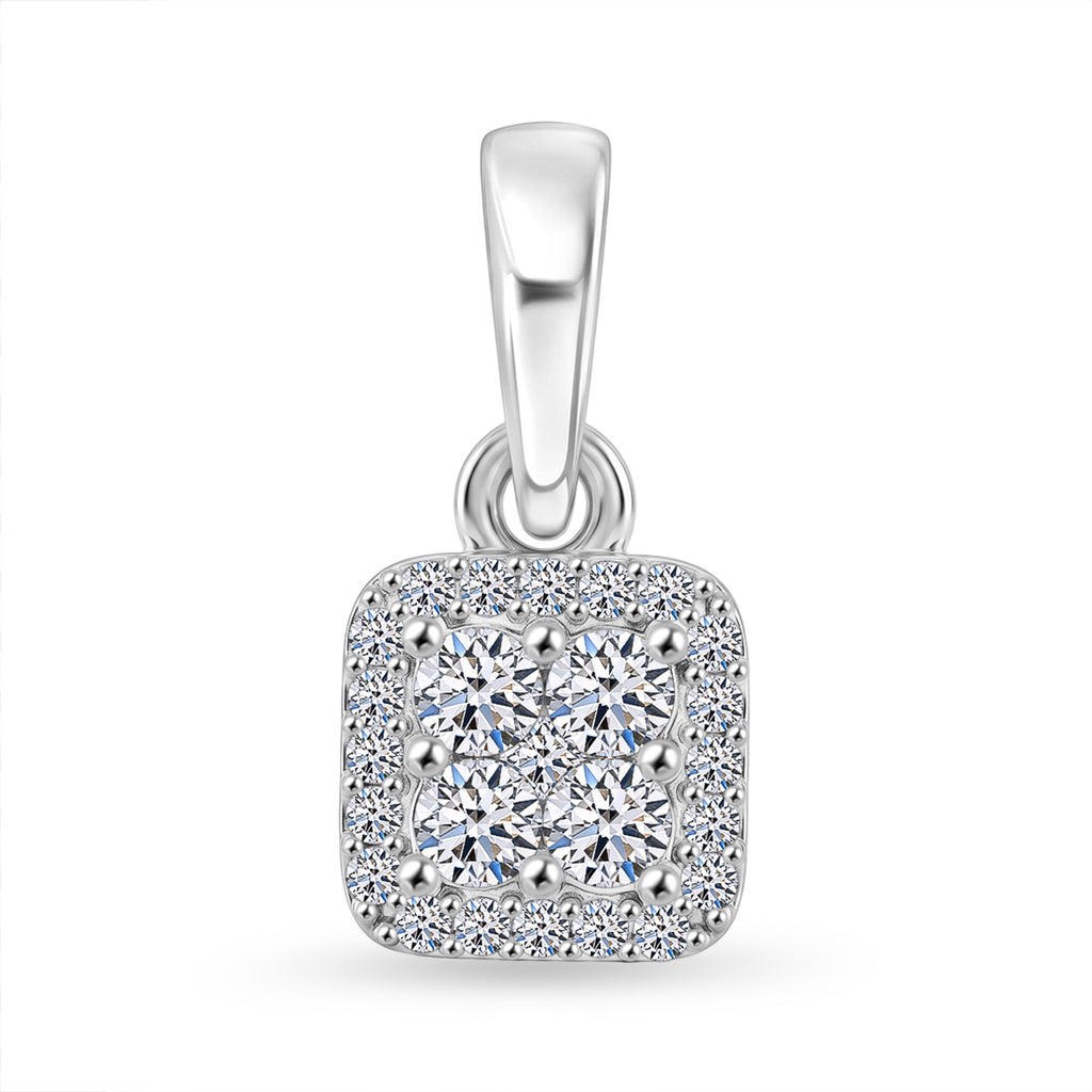Luxuriant - Lab Grown Diamond (SI/G-H) Cluster Pendant in Platinum Overlay Sterling Silver_8609616