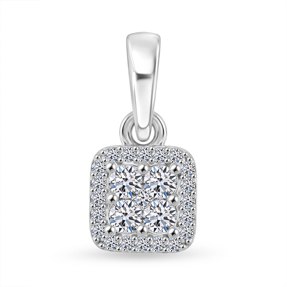 LUXURIANT Lab Grown Diamond Cluster Pendant in Platinum Overlay Sterling Silver (SI-G-H) V32601402 0