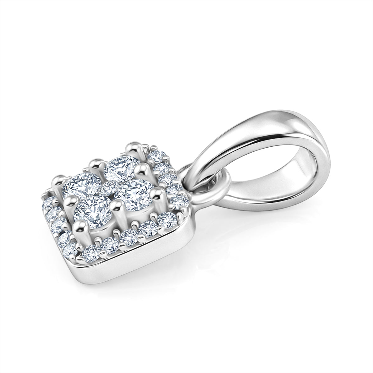 LUXURIANT Lab Grown Diamond Cluster Pendant in Platinum Overlay Sterling Silver (SI-G-H) V32601402 4