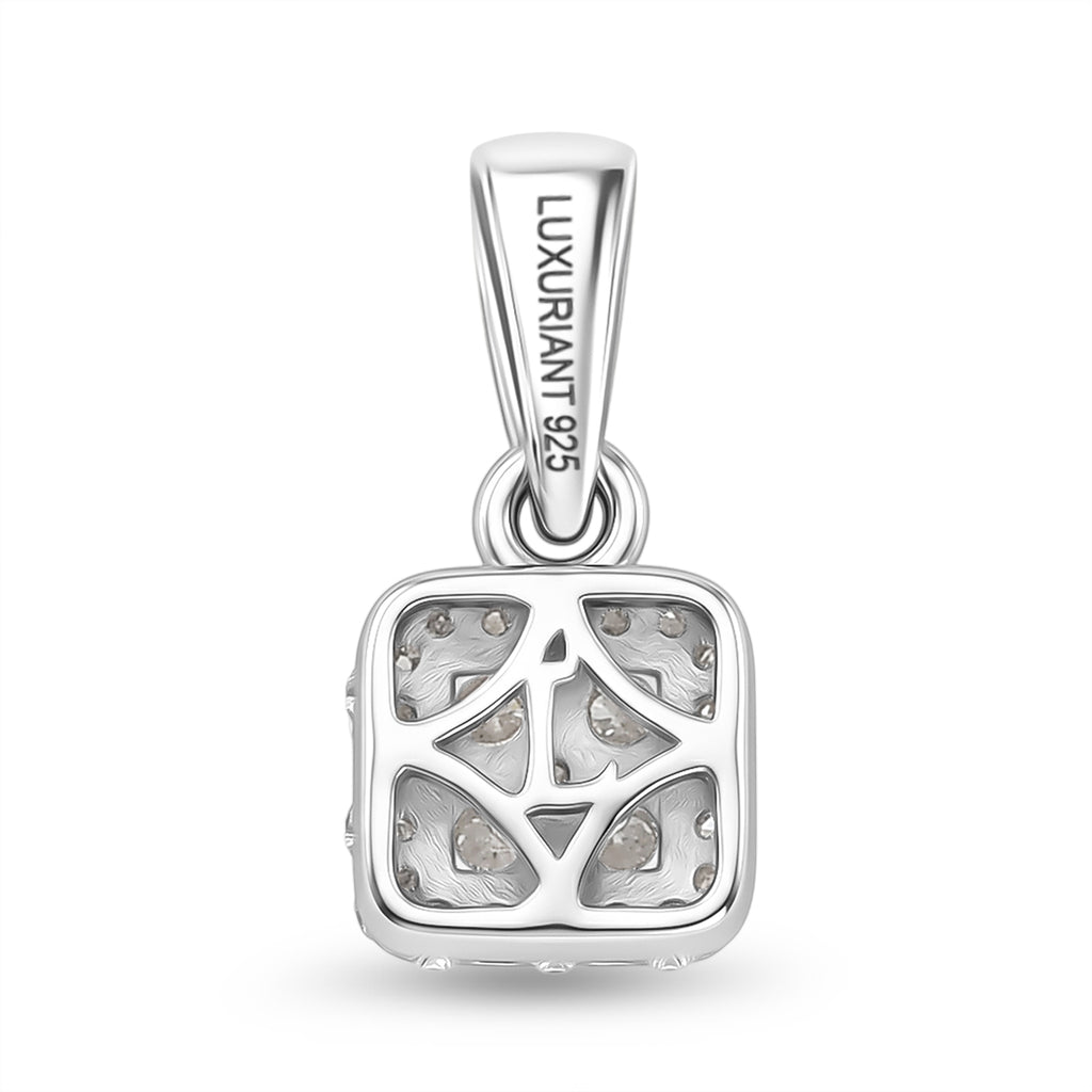 Luxuriant - Lab Grown Diamond (SI/G-H) Cluster Pendant in Platinum Overlay Sterling Silver_8609616_4
