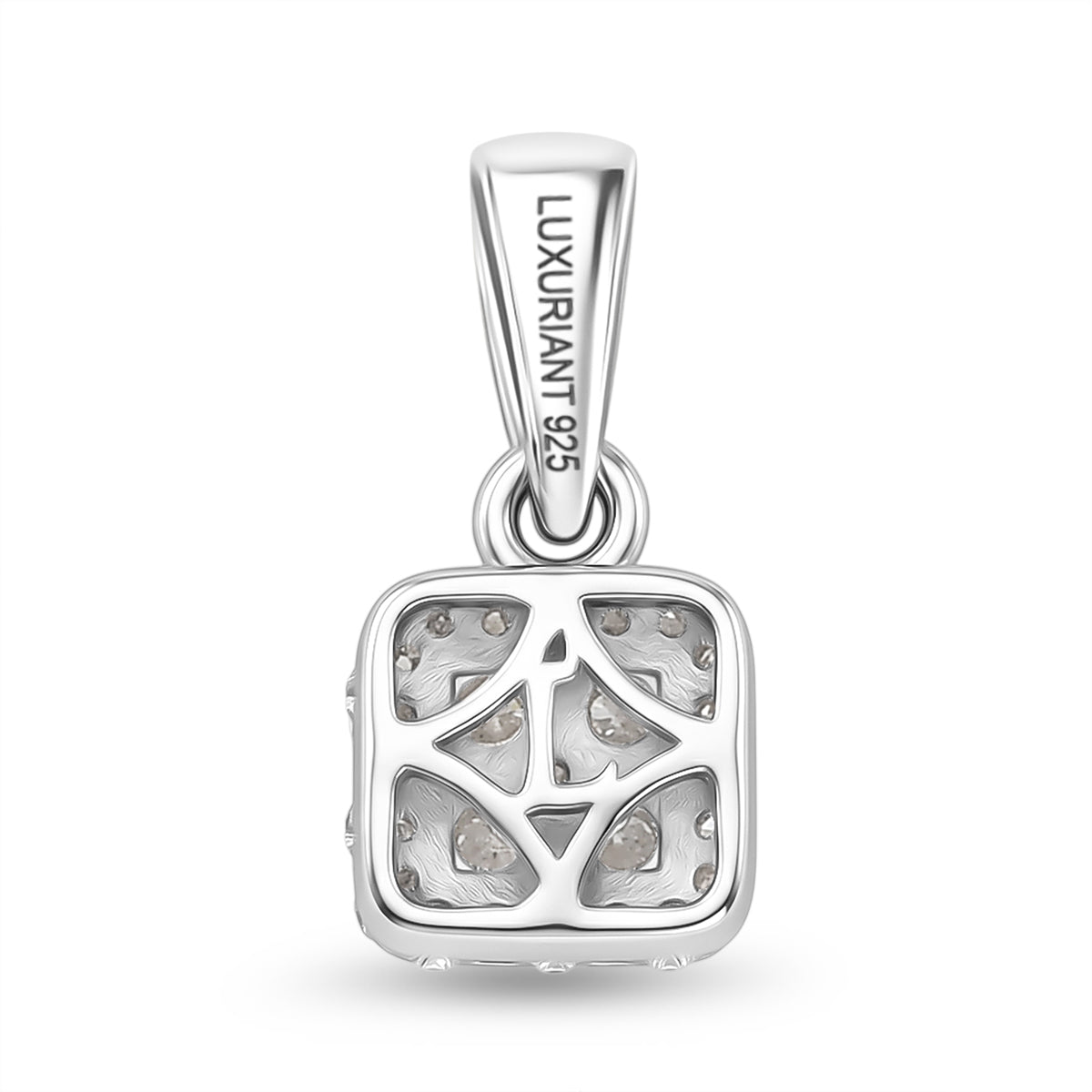 LUXURIANT Lab Grown Diamond Cluster Pendant in Platinum Overlay Sterling Silver (SI-G-H) V32601402 5
