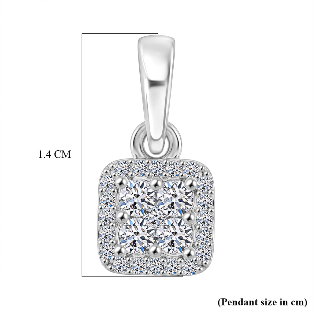 Luxuriant - Lab Grown Diamond (SI/G-H) Cluster Pendant in Platinum Overlay Sterling Silver_8609616_5