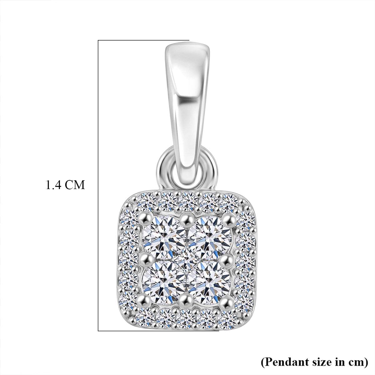 LUXURIANT Lab Grown Diamond Cluster Pendant in Platinum Overlay Sterling Silver (SI-G-H) V32601402 6