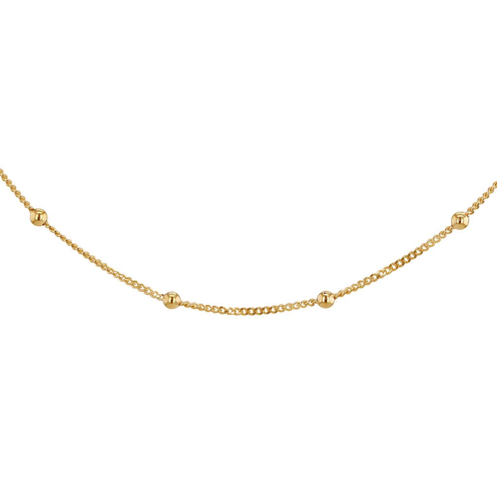 9K Yellow Gold Curb Necklace (Size - 18) with Spring Ring Clasp