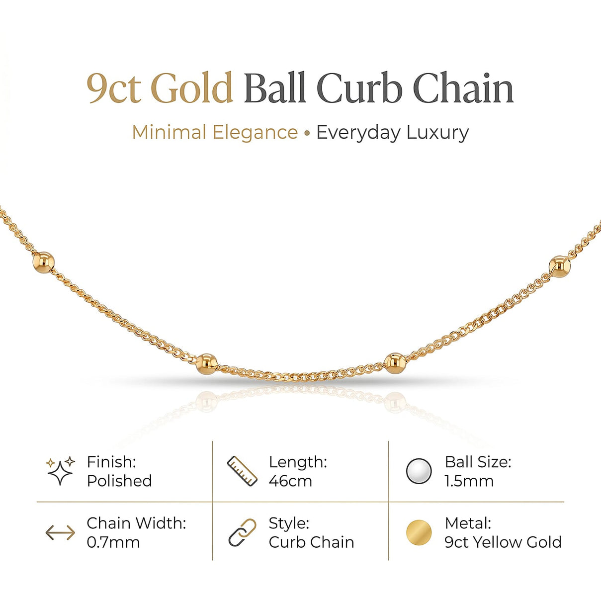 9K Yellow Gold 0.7MM Satellite Chain with Spring Ring Clasp 18 Inch 8609632 7