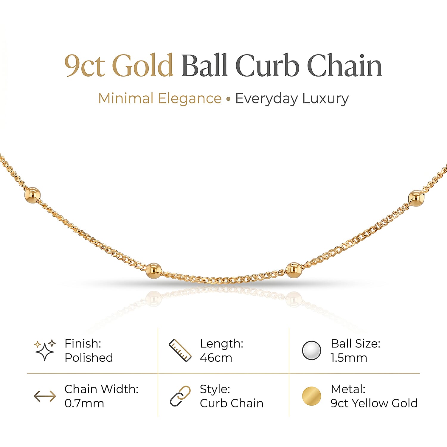 9K Yellow Gold 0.7MM Satellite Chain with Spring Ring Clasp 18 Inch 8609632 7