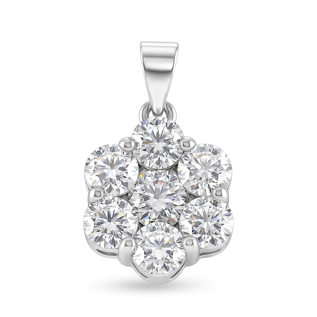 D'Joy - GRA Certified Moissanite Pressure Set Pendant in Rhodium Overlay Sterling Silver 2.30 Ct._8610312