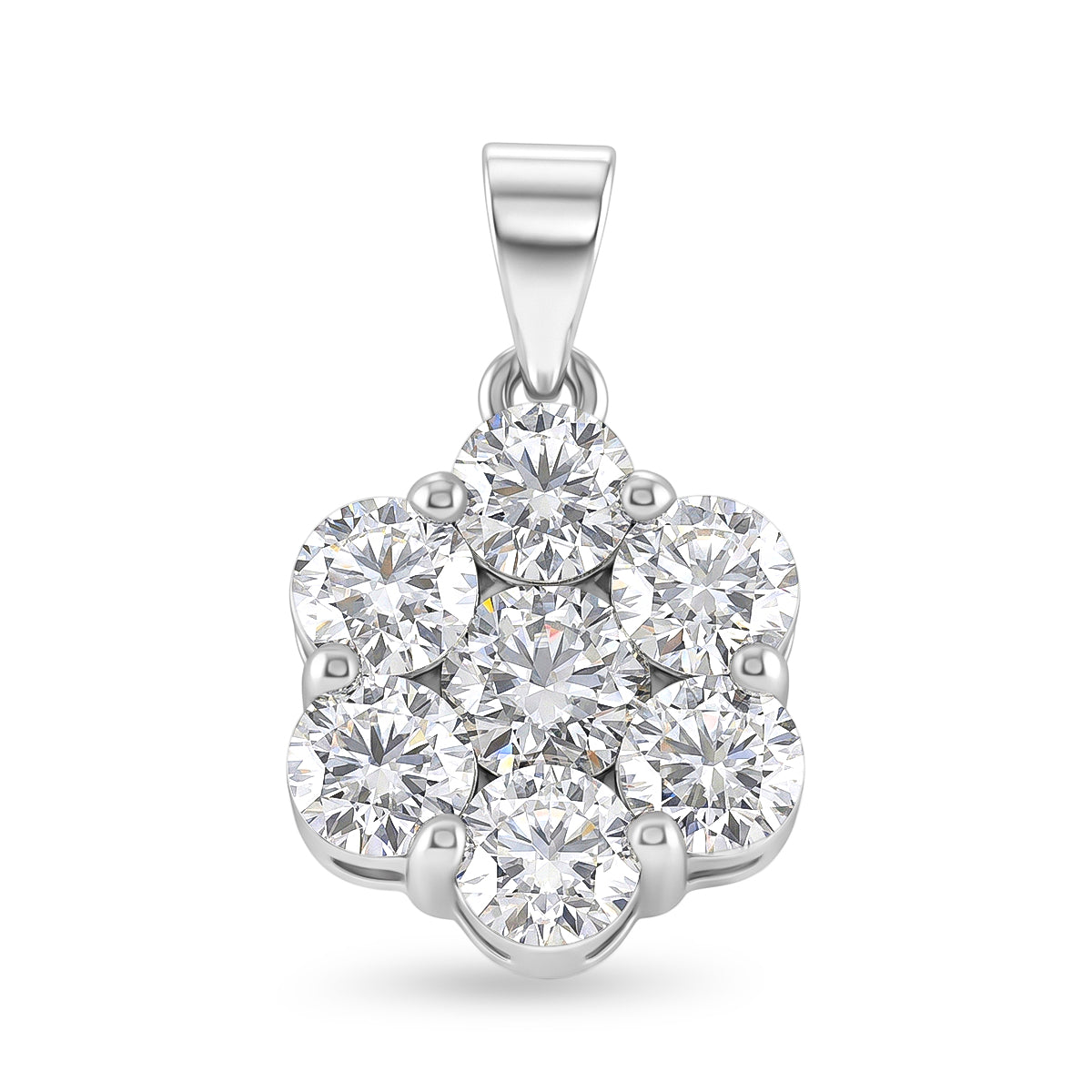 D'Joy - GRA Certified Moissanite Pressure Set Pendant in Rhodium Overlay Sterling Silver 2.30 Ct. 8610312 0
