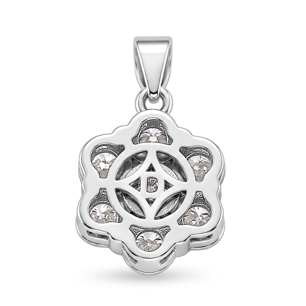 D'Joy - GRA Certified Moissanite Pressure Set Pendant in Rhodium Overlay Sterling Silver 2.30 Ct._8610312_4